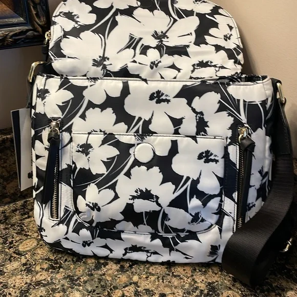 Karl Lagerfeld Paris Cara White/Black Floral Crossbody Retail 168.00 NWT - Picture 8 of 13